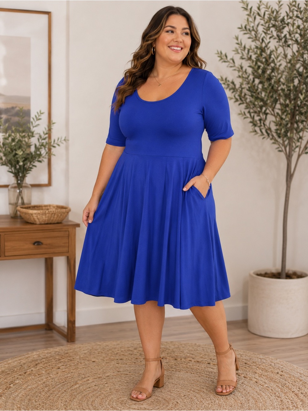 LuLaRoe Scoop Neck A-Line Dress in Royal Blue 3X